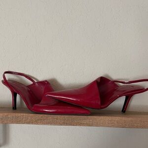 Zara Elegant Red Slingback Heels
